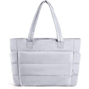 Women's Grey Lightweight Puffy Travel Work Beach Gym Stylist Durable Tote Bag